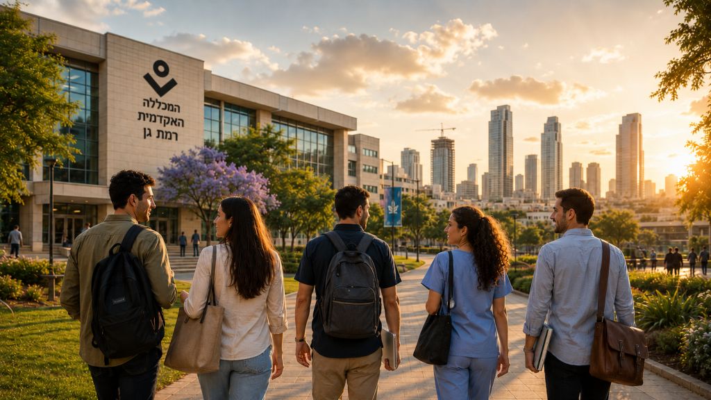 סטודנטים צועדים בקמפוס אקדמי לקראת אפשרויות התקדמות לאחר התואר